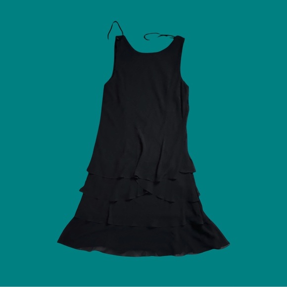 SIny Fashions Sleeveless Ruffle Dress Womens Size 8 Black Tiered Chiffon - Picture 2 of 6